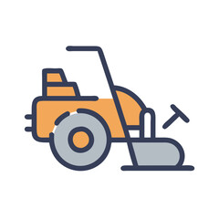 Orange and Gray Lawn Mower Vector Illustration on Black
