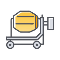 Illustration of a concrete mixer machine on black background