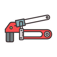 Metal strapping band tool on black background illustration