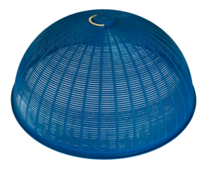 Plastic mesh food cover, used to protect food from insects, on a transparent background