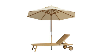 Isolated Beach Lounger and Umbrella for Relaxing Summer Vacation