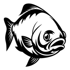Monochrome illustration of a freshwater fish, possibly a Bream, in detailed vector format