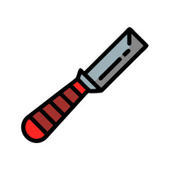 Chisel tool with red handle, isolated design illustration