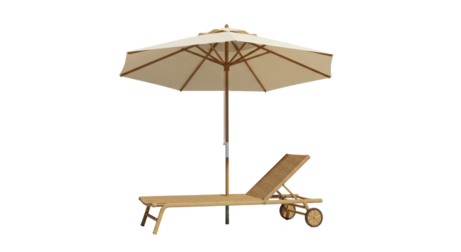 Isolated Beach Lounger and Umbrella for Relaxing Summer Vacation