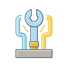 Wrench and pipes vector illustration, plumbing and engineering icon