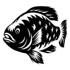 Fototapeta premium Monochrome illustration of a tropical fish with stylized fins and scales