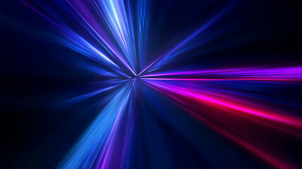 Vibrant abstract illustration of radiant blue and pink light rays bursting outward from a central point on a dark background, symbolizing energy, speed, and futuristic motion.

