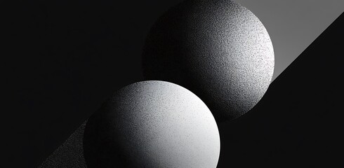 Textured Silver Spheres on Transparent Background; Modern Geometric Design Element