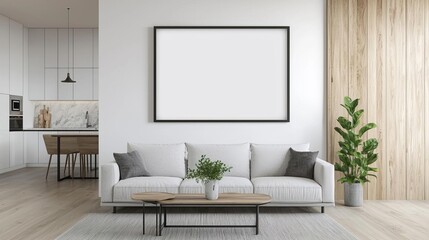 Modern living room featuring a stylish couch and elegant coffee table creating a cozy and inviting atmosphere