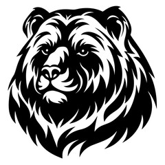 Bold and Striking Black and White Bear Head Portrait Illustration Design