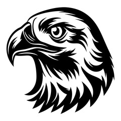 Dramatic Black and White Eagle Head Design with Sharp Feathers and Eye