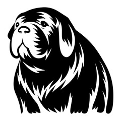 Monochrome vector illustration of a Newfoundland dog head and shoulders portrait