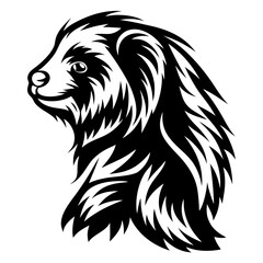 Monochrome Image of a Badger Head with Stylized Fur Patterns