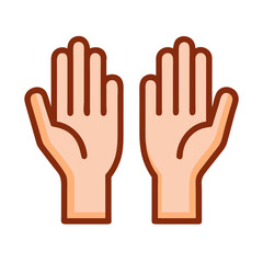 Hands Raised in Prayer Gesture Icon Design