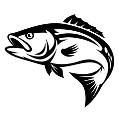 Stylized Black and White Fish Illustration, embodying strength and aquatic vitality