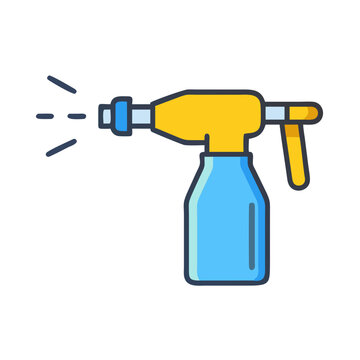 recommend clip art: Blue and yellow cartoon spray bottle icon illustration