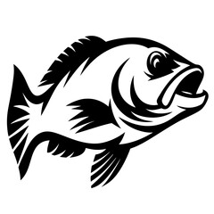 Black and white vector illustration of a largemouth bass fish design