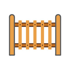 Cartoon Wooden Fence Design Element on Black Background