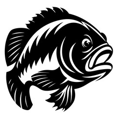 Monochrome Image of a Largemouth Bass with Artistic Black and White Design