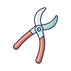 Cartoon pruning shears illustration on a black background