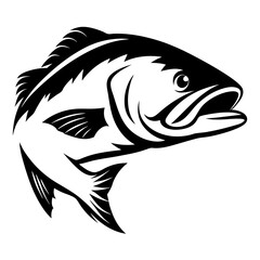 Striking black and white illustration of a fish in side profile view