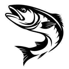 Majestic Black and White Jumping Fish Graphic for Logos and Designs