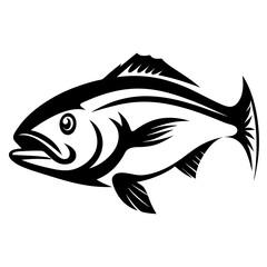 Striking black and white illustration of a powerful fish with strong lines