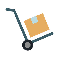 Hand Trolley Carrying Box Package Icon Design