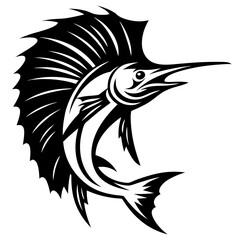 Sailfish Illustration in Bold Black and White Graphic Style for Branding