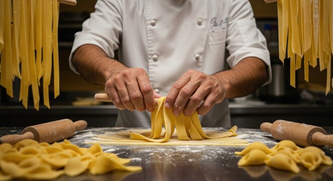 Chef Making Fresh Pasta (Photo)