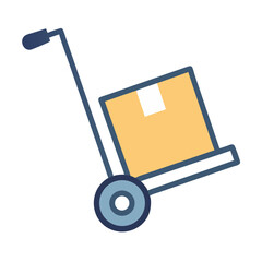 Hand Trolley Carrying Box Package Icon Design