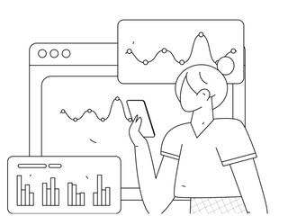 Flat vector illustration of business people operating work scene
