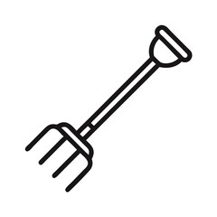 Minimalist garden fork icon isolated on black background
