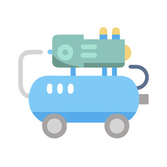 Cartoon style portable air compressor on black background