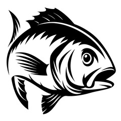 Striking Black and White Fish Illustration Ready to Swim Into Action