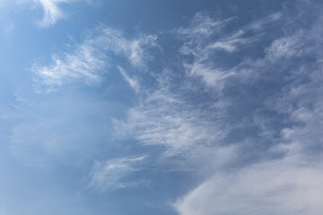 Blue Sky Filled with Fluffy White Clouds
