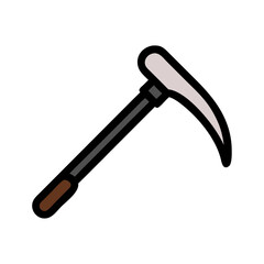 Isolated minimalistic scythe illustration on black background
