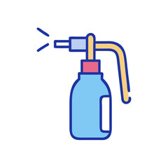 Cute cartoon spray bottle icon isolated on black