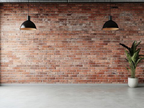 Minimalist twostory industrial loft with exposed brick walls, seamless concrete flooring, and highend modern fixtures