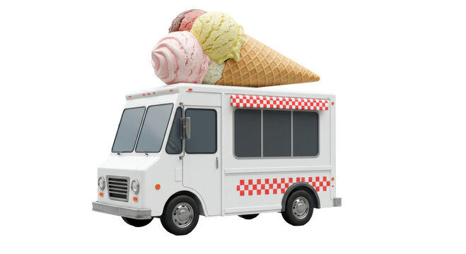 Isolated Ice Cream Truck Sweet Treats Summer