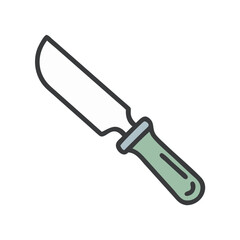 Camping Survival Knife Illustration with Green Handle on Black