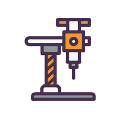 Modern Industrial Drill Press Icon on Black Background