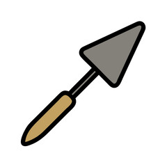 Cartoon Style Trowel Tool on Black Background Illustration