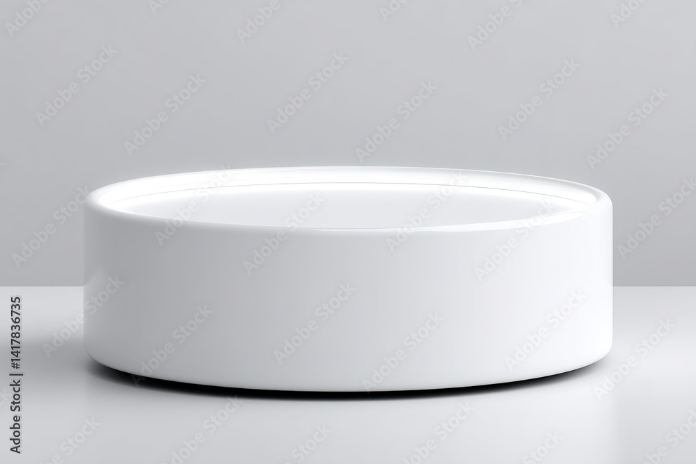 Poster simple white circular object on a gray background highlighting minimalistic design and modern aesthe