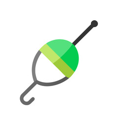 Green and Gray Fishing Bobber Isolated on Black Background