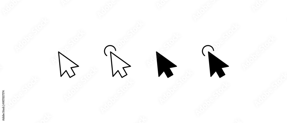 Fototapete Computer mouse click cursor black arrow icons set. Cursor icon. Mouse click cursor collection.