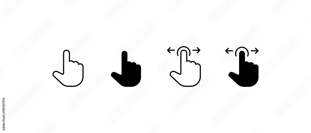 Fototapete Computer mouse click cursor black arrow icons set. Cursor icon. Mouse click cursor collection.