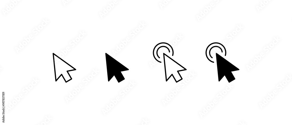 Fototapete Computer mouse click cursor black arrow icons set. Cursor icon. Mouse click cursor collection.