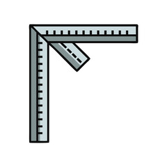 Steel square ruler icon for measuring right angles