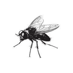 fly perched black and white vector